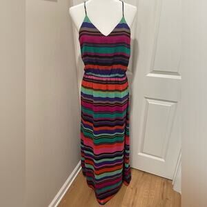 Banana Republic Colorful Multicolor Sleeveless V-Neck Maxi Dress- Size 6